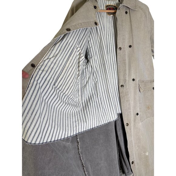 The Australian Outback Collection Duster Long Coat Khaki Washed Snap Size Medium - Picture 12 of 16